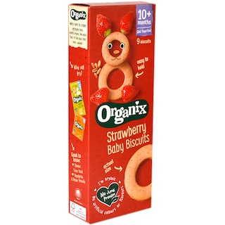 Organix | Biscuiti bio cu capsuni pentru bebelusi 54g