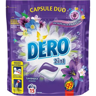 Dero | Detergent capsule cu parfum de levantica si iasomie, 15 capsule 361g