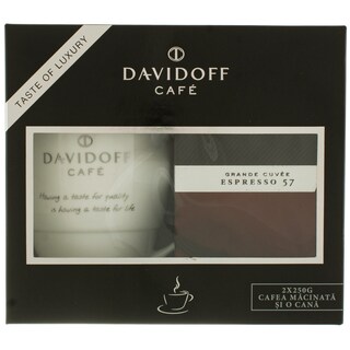 Davidoff | Expresso 57 | Pachet cu cana si cafea prajita si macinata 2 bucati 2x250g