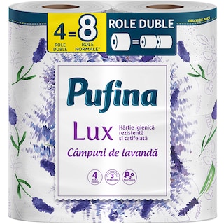 Pufina | Lux | Hartie igienica lavanda 3 straturi, 4 role