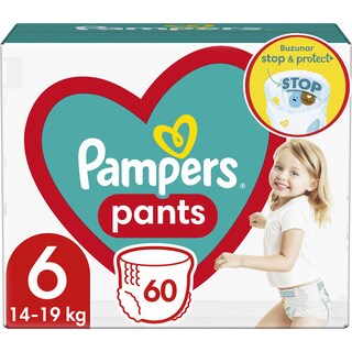 Pampers | Scutece chilotel bebelusi Marimea 6, 14-19 kg, 60 buc