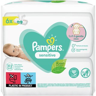 Pampers | Servetele umede Sensitive, 6x52buc