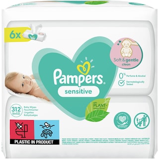 Pampers | Servetele umede Sensitive, 6x52buc