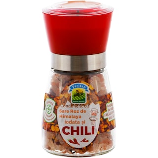 Pirifan | Rasnita cu sare iodata roz de Himalaya iodata si chili 180g