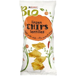 Delhaize Bio | Chipsuri bio cu linte si chili dulce 75g