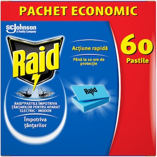 Raid | Pastile impotriva tantarilor, pentru aparat electric, 60 bucati