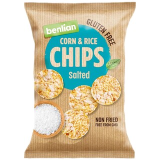 Benlian | Chips din porumb si orez clasic,fara gluten 50g