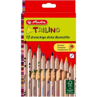 Herlitz | Creioane color 1/1 triunghiulare triolino 12 bucati