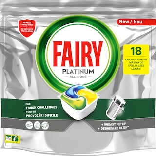 Fairy | Platinum | Detergent masina spalat vase, 18 capsule