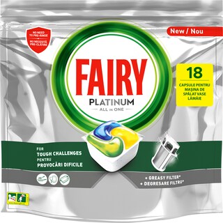 Fairy | Platinum | Detergent masina spalat vase, 18 capsule
