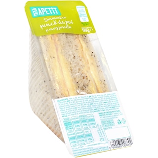 Mega Apetit | Sandwich cu sunca de pui si mozzarella 165g