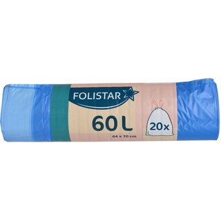 Folistar | Saci menajeri cu snur 60L, 20 bucati
