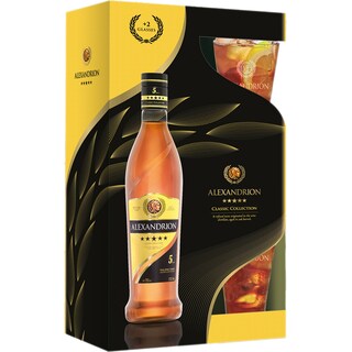 Alexandrion | Pachet Brandy 5 stele cu 2 pahare 0.7L