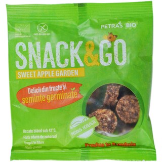 Petras Bio | Snack&Go cu mere si fulgi de ovaz germinat eco 40g