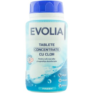 Evolia | Tablete concentrate cu clor pentru rufe mai albe si suprafete dezinfectate