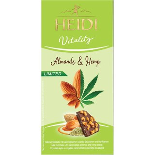 Heidi | Vitality | Ciocolata lapte cu migdale caramelizate si seminte de canepa 80g