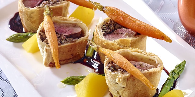 Rata Wellington cu legume sote