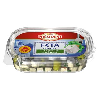 President | Branza feta cuburi cu ierburi, in ulei 150g