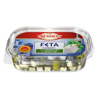 President | Branza feta cuburi cu ierburi, in ulei 150g