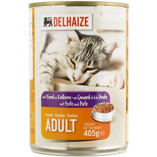 Delhaize | Mancare umeda pentru pisici, cu rata si curcan 405g