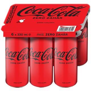Coca-Cola Zero Zahar | Bautura carbogazoasa cu indulcitori 6x330ml
