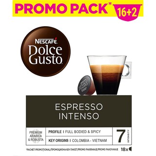 Nescafe | Dolce Gusto | Cafea Espresso Intenso, 18 capsule