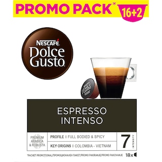 Nescafe | Dolce Gusto | Cafea Espresso Intenso, 18 capsule