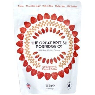 The Great British Poridge | Porridge instant, fara gluten, cu capsuni si unt de arahide 385g