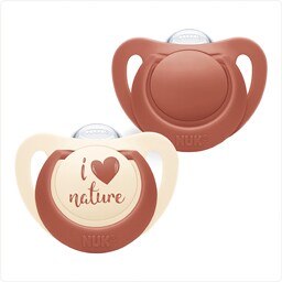 NUK | For Nature | Suzeta din silicon, 0-6 luni, 2 bucati, rosu
