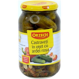 Orzech | Castraveti in otet cu ardei rosu 830g