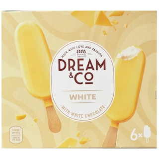 Dream&Co | Inghetata cu vanilie cu glazura de ciocolata alba 6x120ml