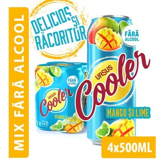 Ursus Cooler | Mix de bere fara alcool si suc de mango si lime 4x500ml
