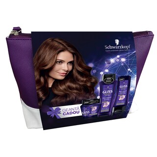 Gliss | Pachet cosmetice Gliss Fiber Therapy cu sampon + balsam + masca par 300ml 250ml+200ml+300ml