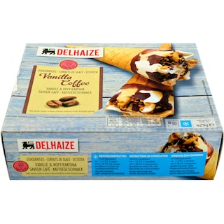 Delhaize | Cornete cu inghetata cu vanilie si aroma de cafea 6x120ml