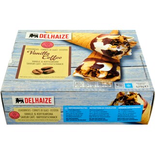 Delhaize | Cornete cu inghetata cu vanilie si aroma de cafea 6x120ml