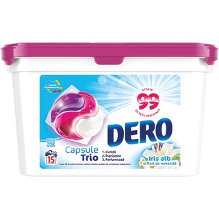 Dero | Trio | Detergent Iris alb si flori de romanita, 15 capsule
