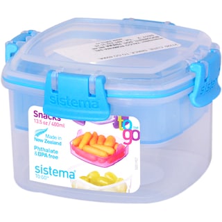 Sistema | To Go | Caserola snack cu 2 compartimente suprapuse, 400ml, diverse culori