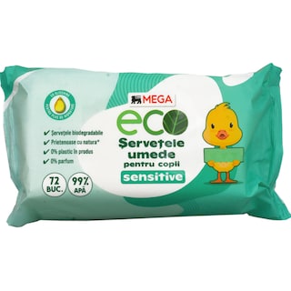 MEGA Eco | Servetele umede pentru copii, 72 bucati