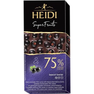 Heidi | Dark Super Fruits | Ciocolata amaruie 75% cacao cu coacaze negre liofilizate 65g