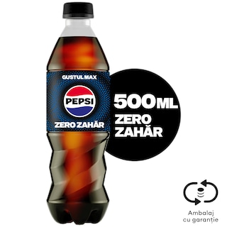 Pepsi | Zero Zahar | Bautura racoritoare carbogazoasa cu aroma de cola, cu indulcitori 0.5L