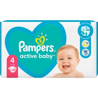 Pampers | Active Baby | Scutece bebelusi Marimea 4, 9-14 kg, 49 buc