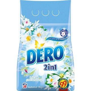 Dero | 2in1 | Detergent automat pudra 2in1 iris alb si flori de romaita. 2kg