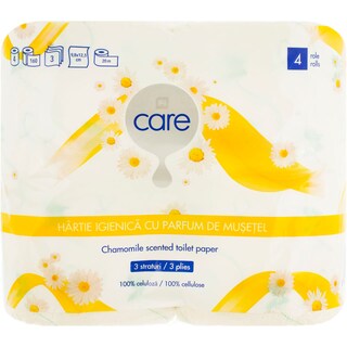 Care | Hartie igienica cu parfum de musetel 4 role, 3 straturi