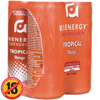 Rienergy | Bautura energizanta cu aroma de mango 4x250ml