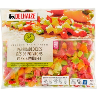 Delhaize | Amestec de ardei rosu, galben, verde 300g