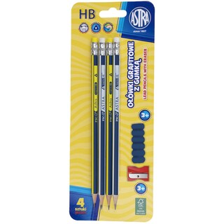 Astra | Set 4 creioane cu radiera si ascutitoare