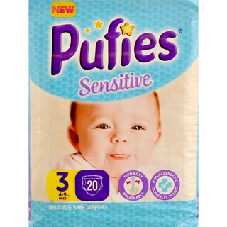 Pufies | Scutece bebelusi Sensitive Marimea 3, 4-9kg, 20 buc