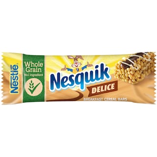 Nesquik | Baton de cereale Delice cu ciocolata cu lapte si glazura alba 23g