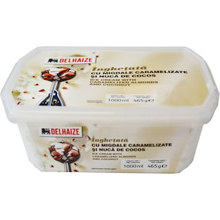 Delhaize | Inghetata cu migdale caramelizate si nuca de cocos 465g