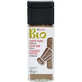 Delhaize Bio | Piper negru macinat, la borcan 49g